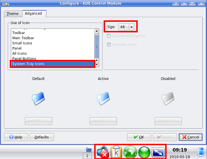 System Tray Icon Size Configuration