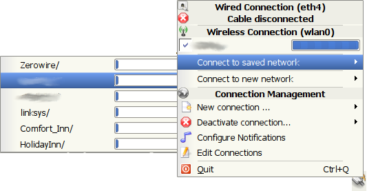 KNetworkManager Tray Menu